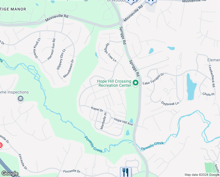 map of restaurants, bars, coffee shops, grocery stores, and more near 5848 Amanda Rose Lane in Woodbridge