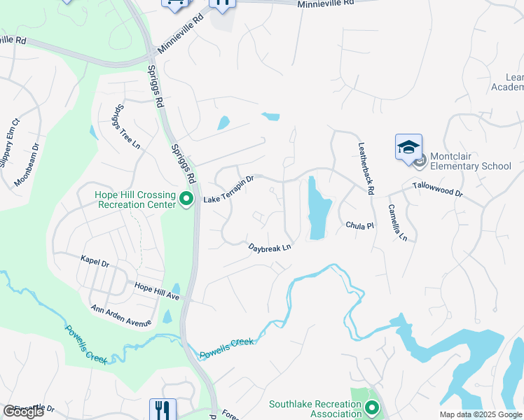 map of restaurants, bars, coffee shops, grocery stores, and more near 5363 Tortoise Place in Woodbridge