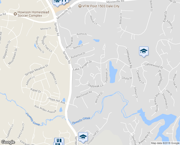 map of restaurants, bars, coffee shops, grocery stores, and more near 5351 Tortoise Place in Woodbridge