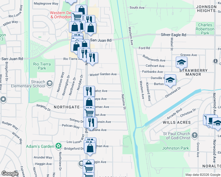 map of restaurants, bars, coffee shops, grocery stores, and more near 338 Senator Avenue in Sacramento