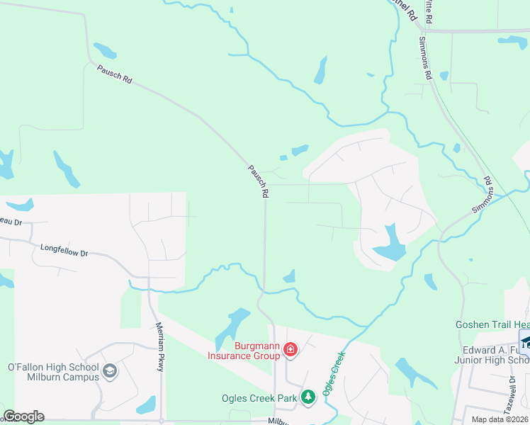 map of restaurants, bars, coffee shops, grocery stores, and more near 1313 Pausch Road in O'Fallon