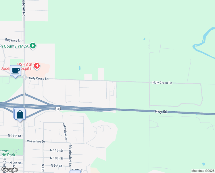map of restaurants, bars, coffee shops, grocery stores, and more near 1 McKay Manor Drive in Breese