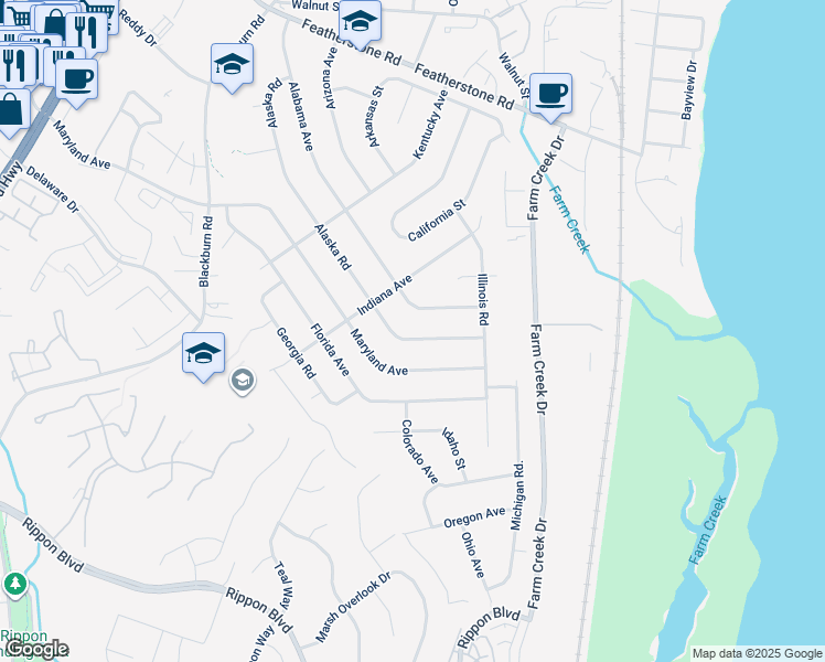 map of restaurants, bars, coffee shops, grocery stores, and more near 15115 Alaska Rd in Woodbridge