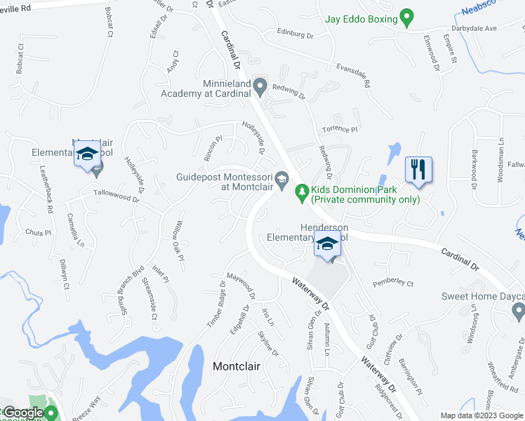 map of restaurants, bars, coffee shops, grocery stores, and more near 4648 Holleyside Court in Montclair