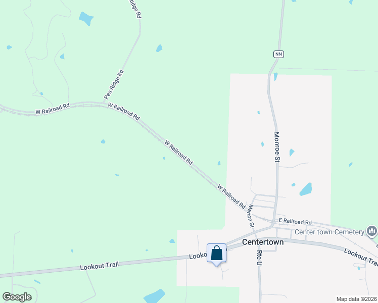 map of restaurants, bars, coffee shops, grocery stores, and more near 12214 West Railroad Road in Centertown