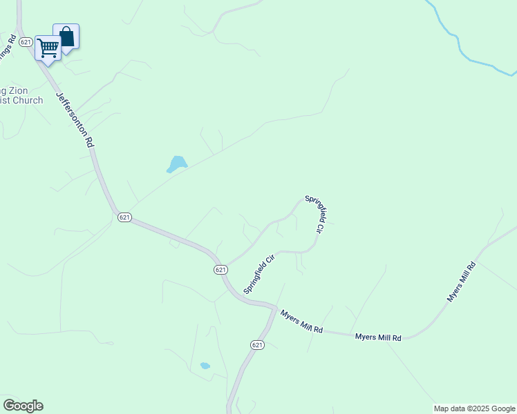 map of restaurants, bars, coffee shops, grocery stores, and more near 19221 Springfield Circle in Jeffersonton