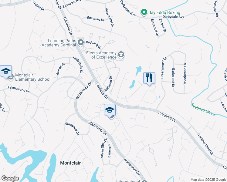 map of restaurants, bars, coffee shops, grocery stores, and more near 15093 Jarrell Place in Woodbridge