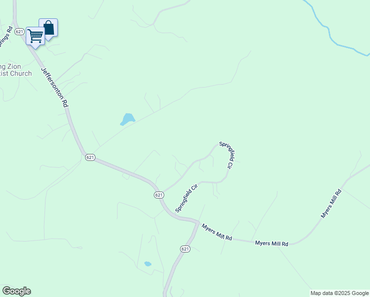 map of restaurants, bars, coffee shops, grocery stores, and more near 19221 Springfield Circle in Jeffersonton