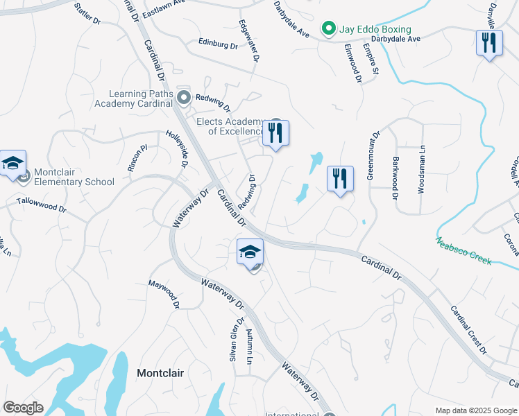 map of restaurants, bars, coffee shops, grocery stores, and more near 15091 Jarrell Place in Woodbridge