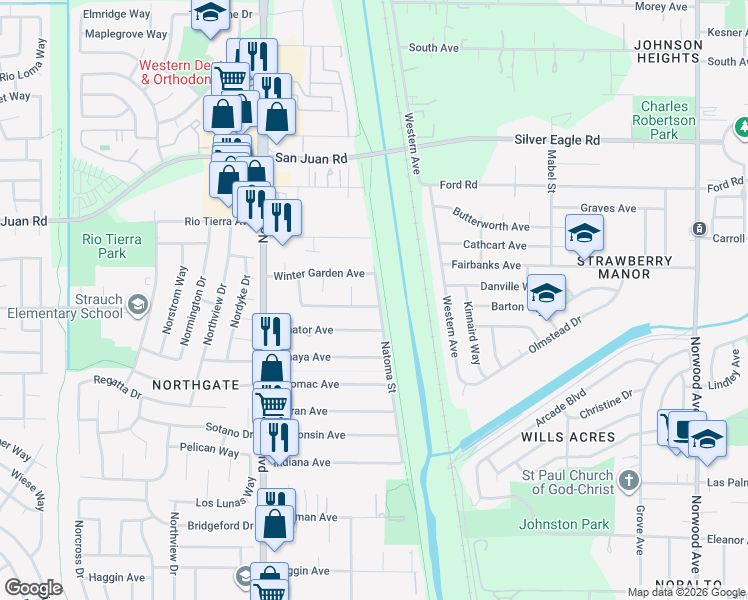 map of restaurants, bars, coffee shops, grocery stores, and more near 6 Garden Flower Court in Sacramento