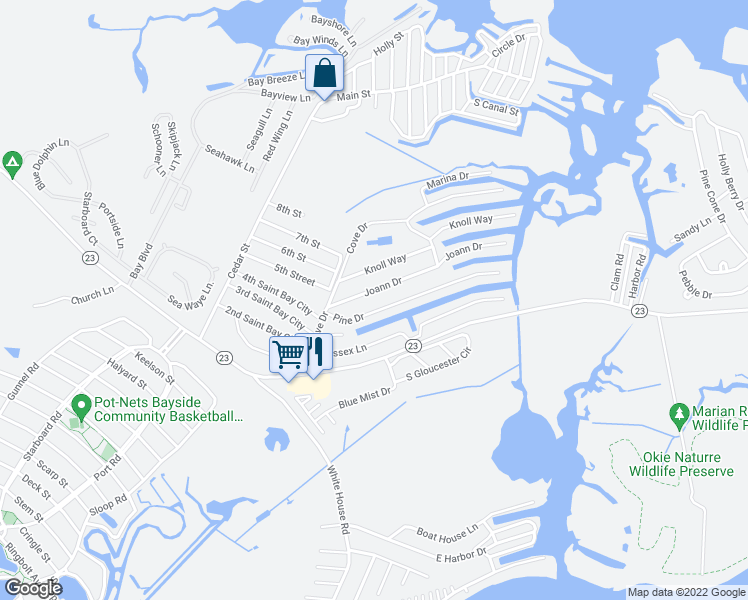 map of restaurants, bars, coffee shops, grocery stores, and more near 35456 Joann Drive in Millsboro