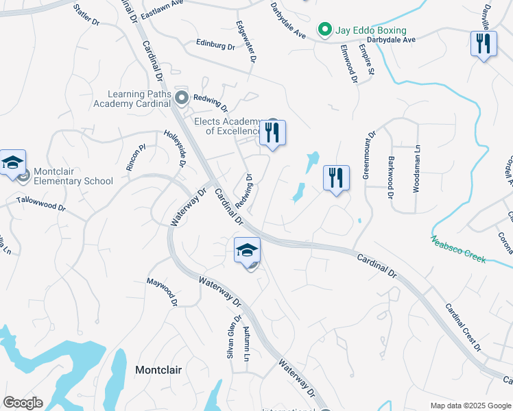map of restaurants, bars, coffee shops, grocery stores, and more near 15089 Jarrell Place in Woodbridge