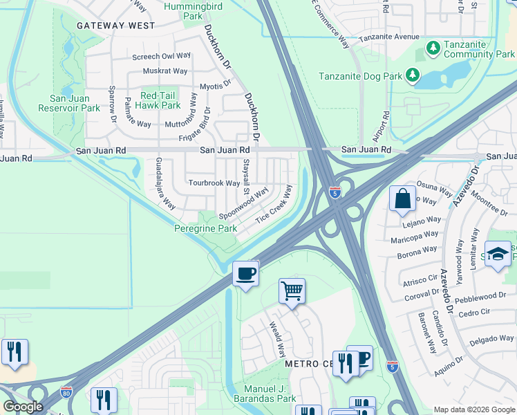 map of restaurants, bars, coffee shops, grocery stores, and more near 3036 Brunnet Lane in Sacramento