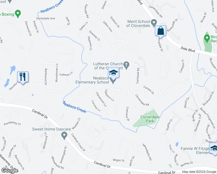 map of restaurants, bars, coffee shops, grocery stores, and more near 3796 Cordell Avenue in Dale City