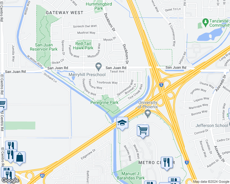 map of restaurants, bars, coffee shops, grocery stores, and more near 3018 Touchman Street in Sacramento