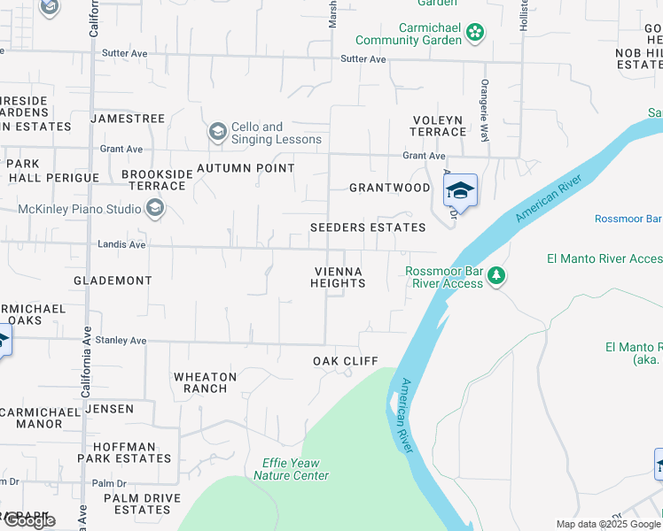 map of restaurants, bars, coffee shops, grocery stores, and more near 3336 Marshall Avenue in Carmichael