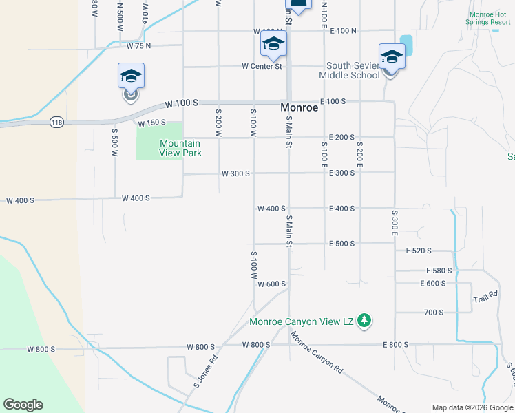 map of restaurants, bars, coffee shops, grocery stores, and more near 359 South 100 West in Monroe