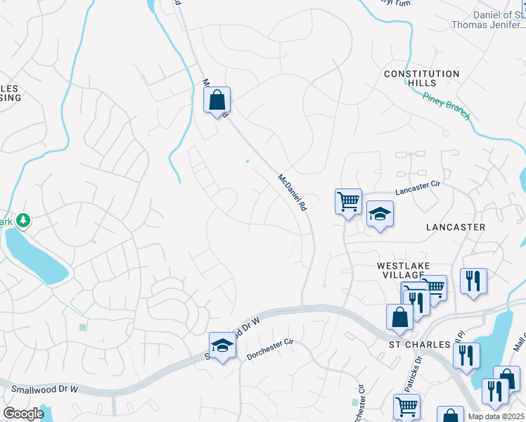 map of restaurants, bars, coffee shops, grocery stores, and more near 3153 Heartleaf Lane in Waldorf