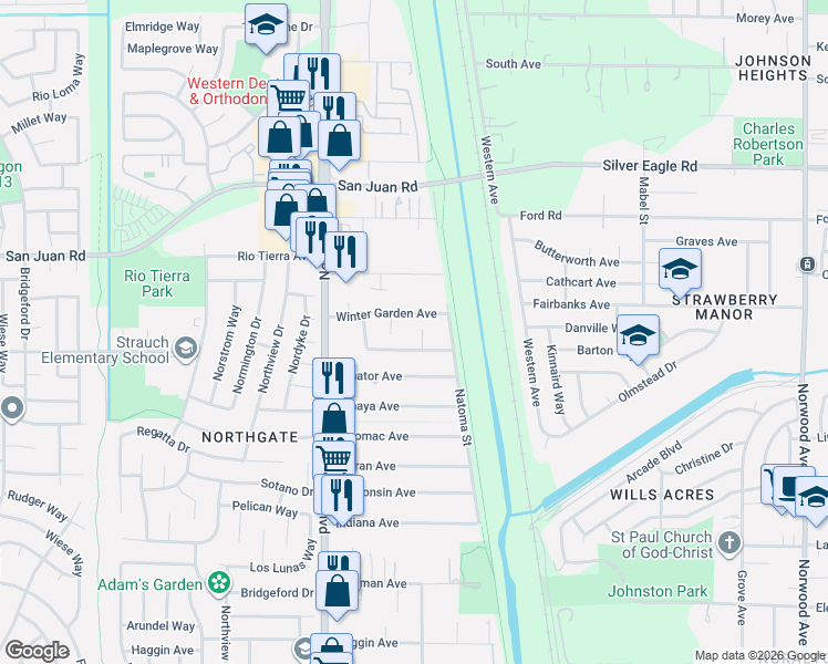 map of restaurants, bars, coffee shops, grocery stores, and more near 6 Garden Flower Court in Sacramento