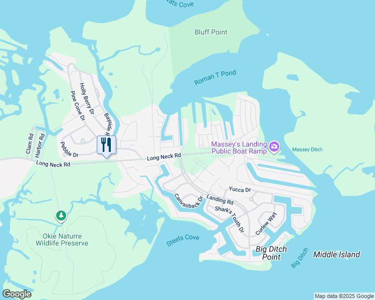 map of restaurants, bars, coffee shops, grocery stores, and more near 26234 East Mallard Road in Millsboro