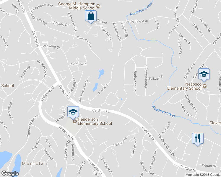 map of restaurants, bars, coffee shops, grocery stores, and more near 4376 George Frye Circle in Woodbridge