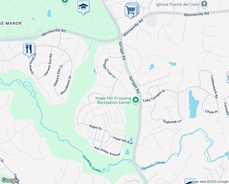 map of restaurants, bars, coffee shops, grocery stores, and more near 5611 Spriggs Meadow Drive in Woodbridge