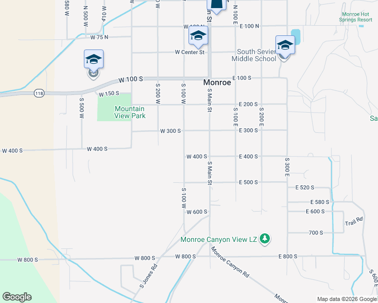 map of restaurants, bars, coffee shops, grocery stores, and more near 359 South 100 West in Monroe