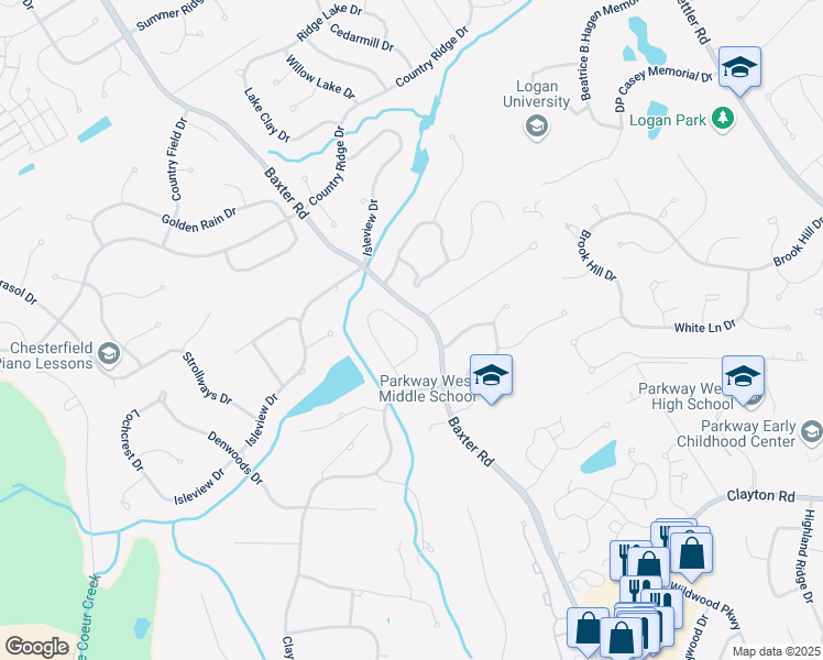 map of restaurants, bars, coffee shops, grocery stores, and more near 1591 Dexter Woods Drive in Chesterfield