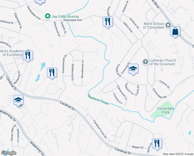 map of restaurants, bars, coffee shops, grocery stores, and more near 15157 Ashwood Court in Woodbridge
