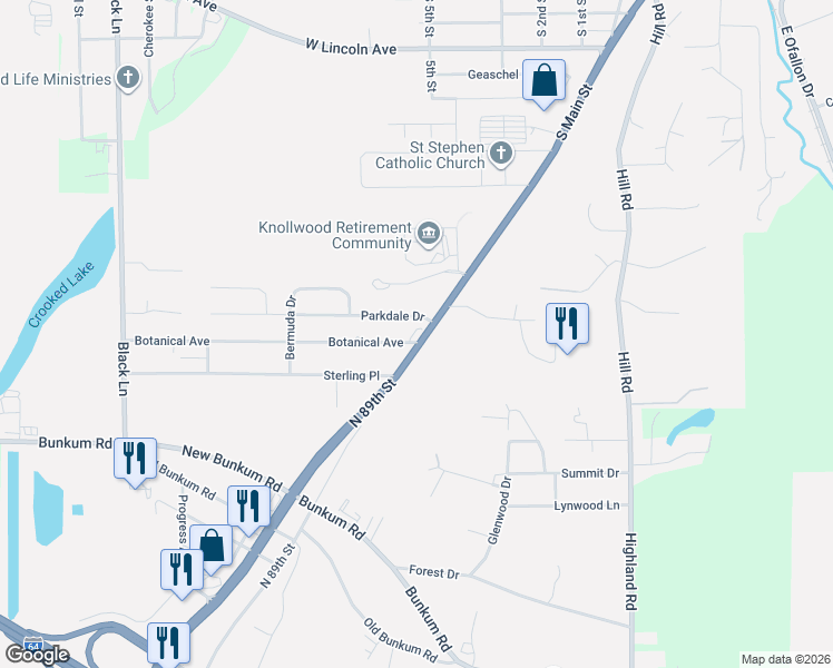 map of restaurants, bars, coffee shops, grocery stores, and more near 920 Knollnood Village Road in Caseyville