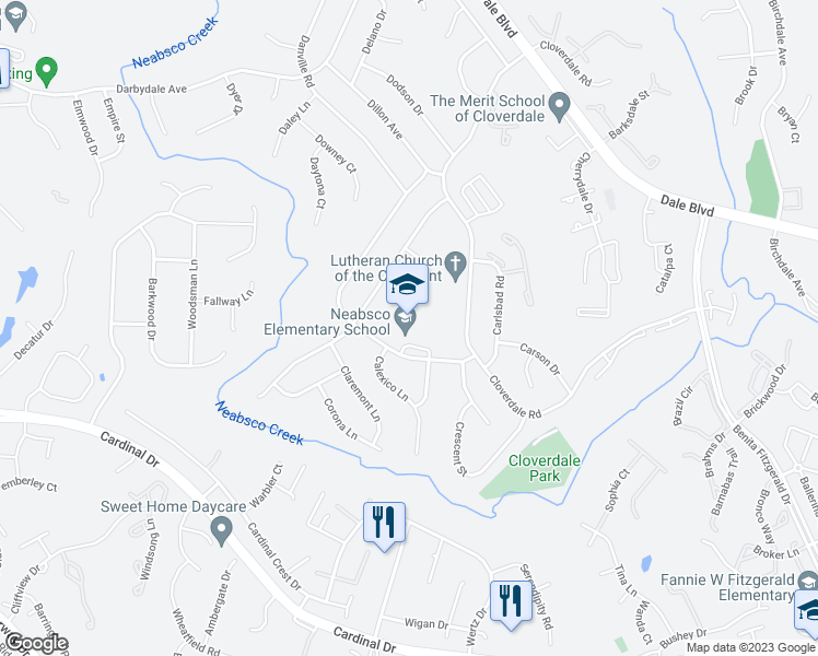 map of restaurants, bars, coffee shops, grocery stores, and more near 3800 Cordell Avenue in Woodbridge