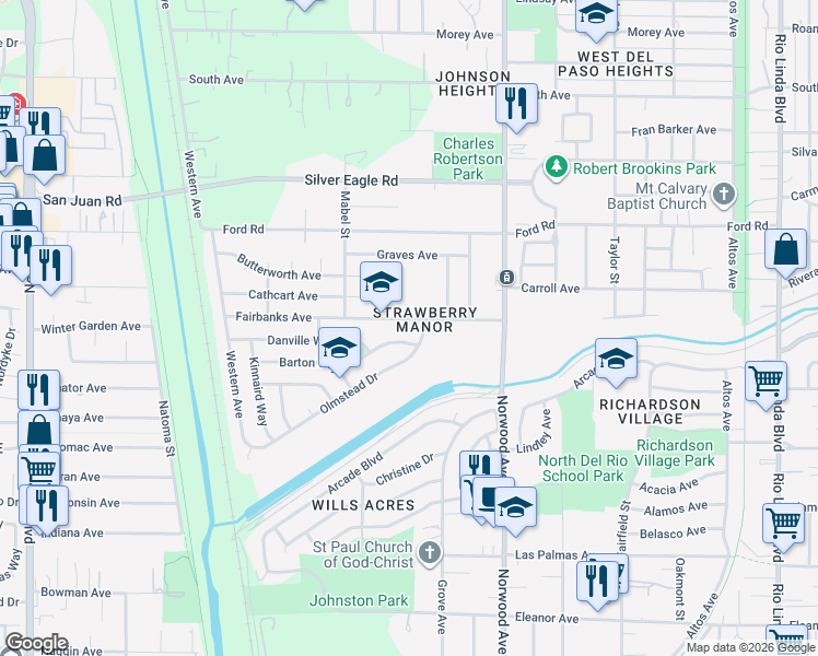 map of restaurants, bars, coffee shops, grocery stores, and more near 244 Cookingham Way in Sacramento