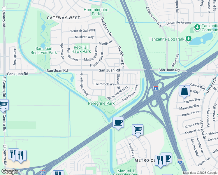 map of restaurants, bars, coffee shops, grocery stores, and more near 3120 Touchman Street in Sacramento