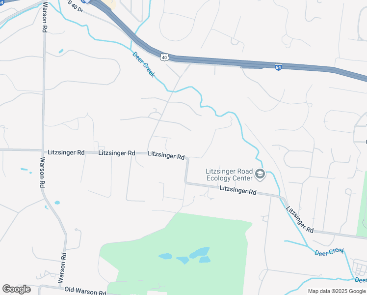 map of restaurants, bars, coffee shops, grocery stores, and more near 9847 Litzsinger Road in St. Louis