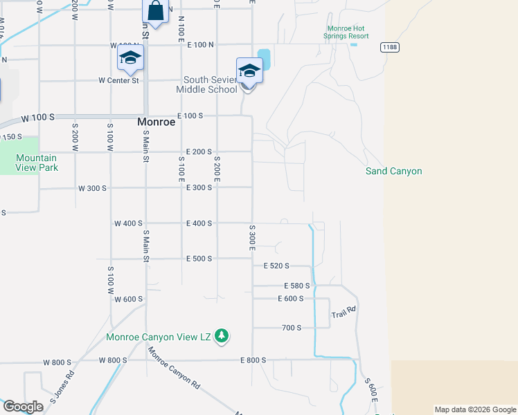 map of restaurants, bars, coffee shops, grocery stores, and more near 355 South 300 East in Monroe