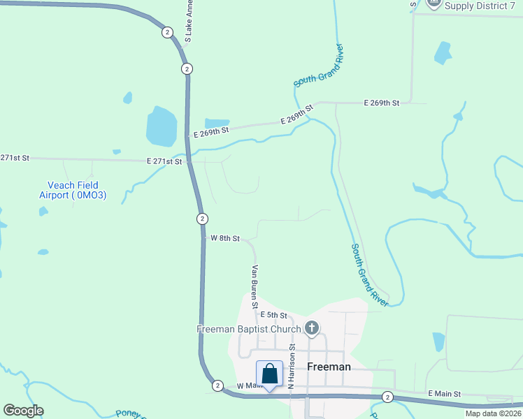 map of restaurants, bars, coffee shops, grocery stores, and more near 3 Cedars Street in Freeman