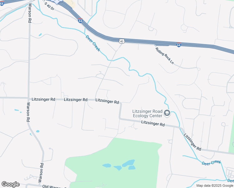 map of restaurants, bars, coffee shops, grocery stores, and more near 9847 Litzsinger Road in St. Louis