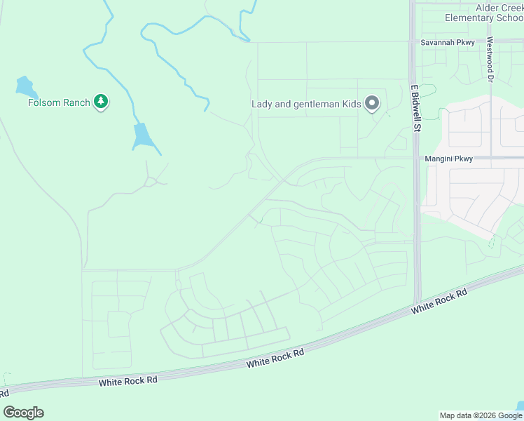 map of restaurants, bars, coffee shops, grocery stores, and more near White Rock Road in Folsom