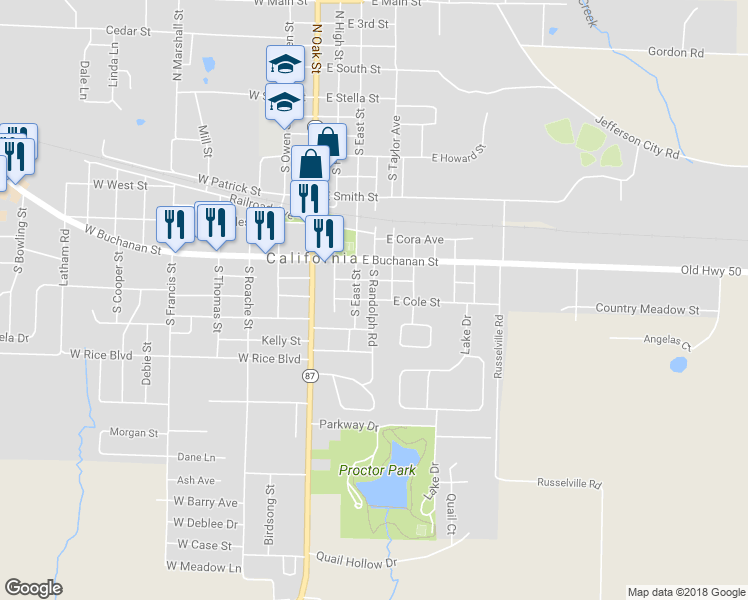 map of restaurants, bars, coffee shops, grocery stores, and more near 399 East Cole Street in California