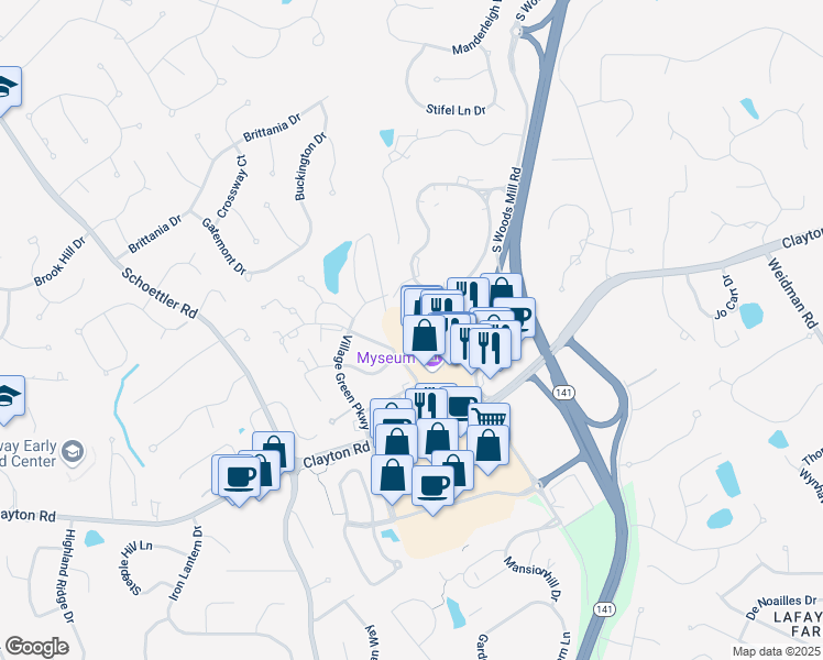 221 Lamp And Lantern Village Town Country Mo Walk Score Map Of Restaurants Bars Coffee S Grocery Ore Near 221