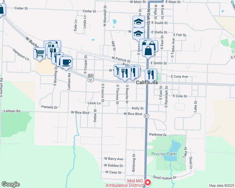 map of restaurants, bars, coffee shops, grocery stores, and more near 400 Lorene Street in California