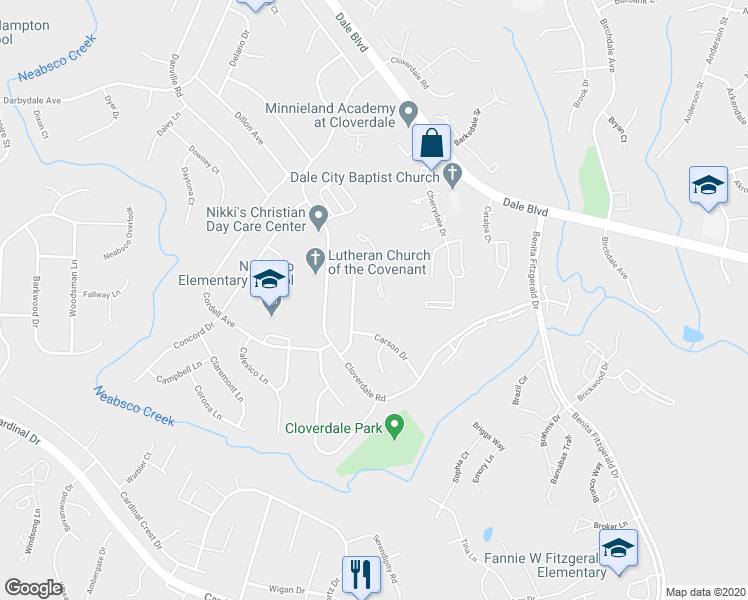 map of restaurants, bars, coffee shops, grocery stores, and more near 15110 Cardin Place in Woodbridge