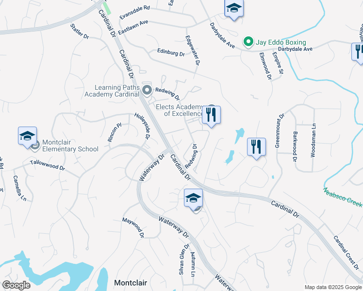 map of restaurants, bars, coffee shops, grocery stores, and more near 4513 Shotwell Court in Woodbridge