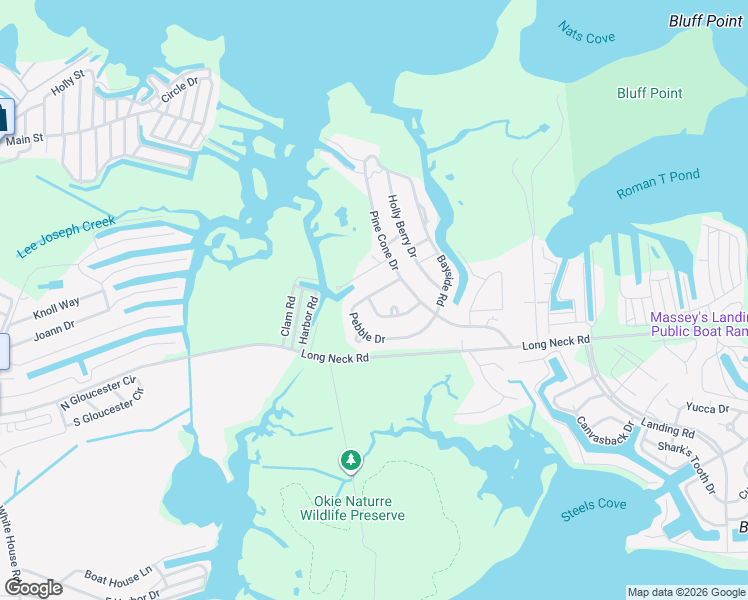 map of restaurants, bars, coffee shops, grocery stores, and more near 36546 Pebble Drive in Millsboro
