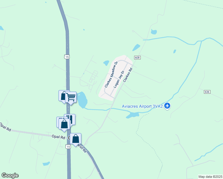 map of restaurants, bars, coffee shops, grocery stores, and more near 9744 Logan Jay Drive in Bealeton