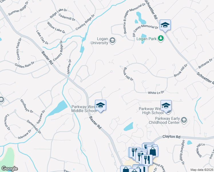 map of restaurants, bars, coffee shops, grocery stores, and more near 2366 Greenberry Hill Lane in Chesterfield