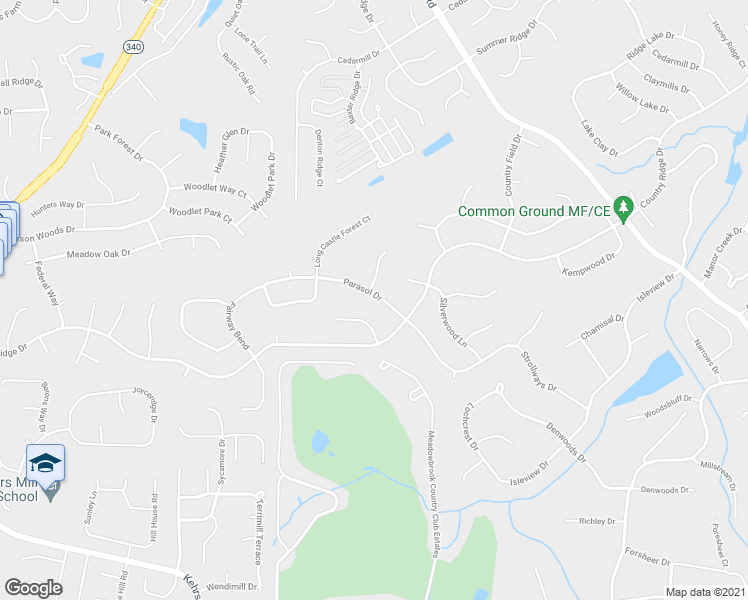 map of restaurants, bars, coffee shops, grocery stores, and more near 2071 Parasol Drive in Chesterfield