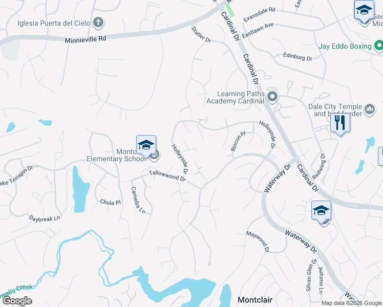 map of restaurants, bars, coffee shops, grocery stores, and more near 4911 Sugar Maple Lane in Montclair