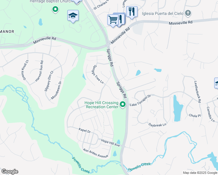 map of restaurants, bars, coffee shops, grocery stores, and more near 14972 Spriggs Tree Lane in Woodbridge