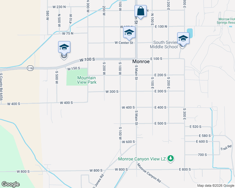 map of restaurants, bars, coffee shops, grocery stores, and more near 310 South 100 West in Monroe